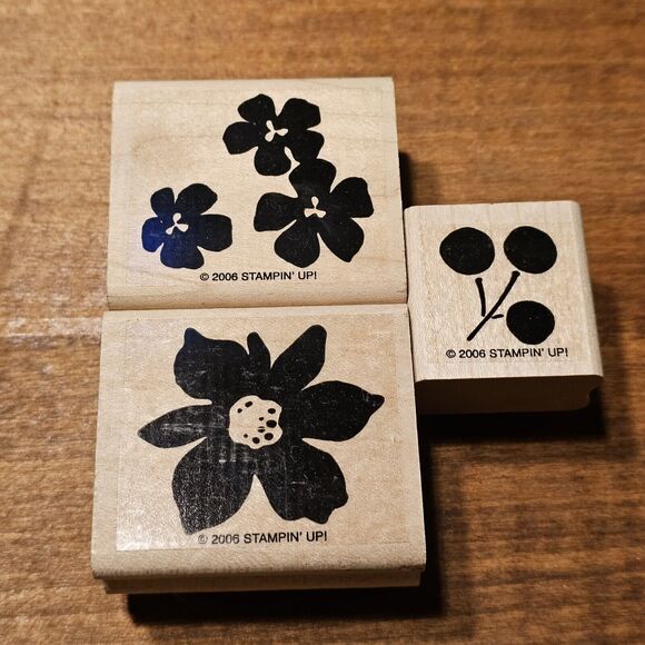 Stampin' Up! Wood Mounted Flower & Berry Scrapbooking Stamp Set 3 Pack - Picture 2 of 6